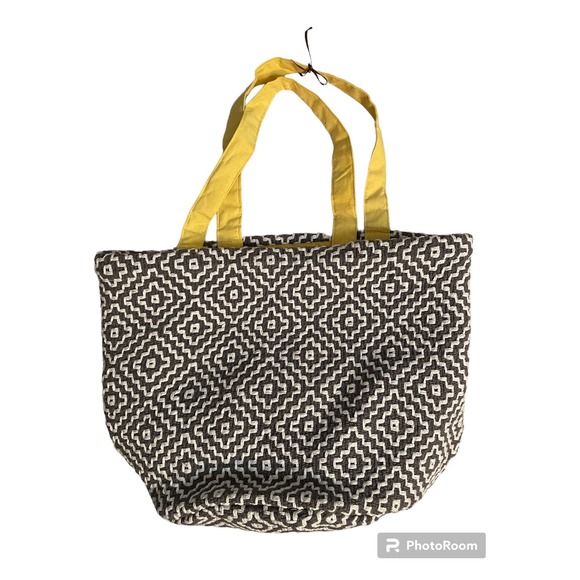 NWT Canasta Handmade Bag 100% Algodon gray, white and yellow. - Picture 4 of 6